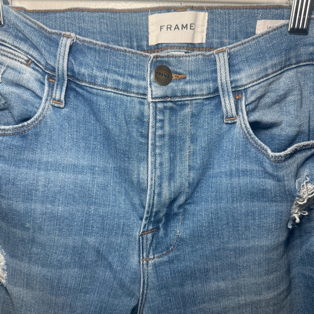 FRAME sz 28 Le High Straigh Jeans Laskey‎ Rips Straight Leg Distressed - Picture 3 of 6